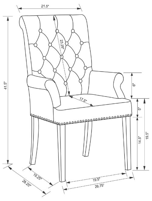 Alana Fabric Upholstered Dining Arm Chair Grey