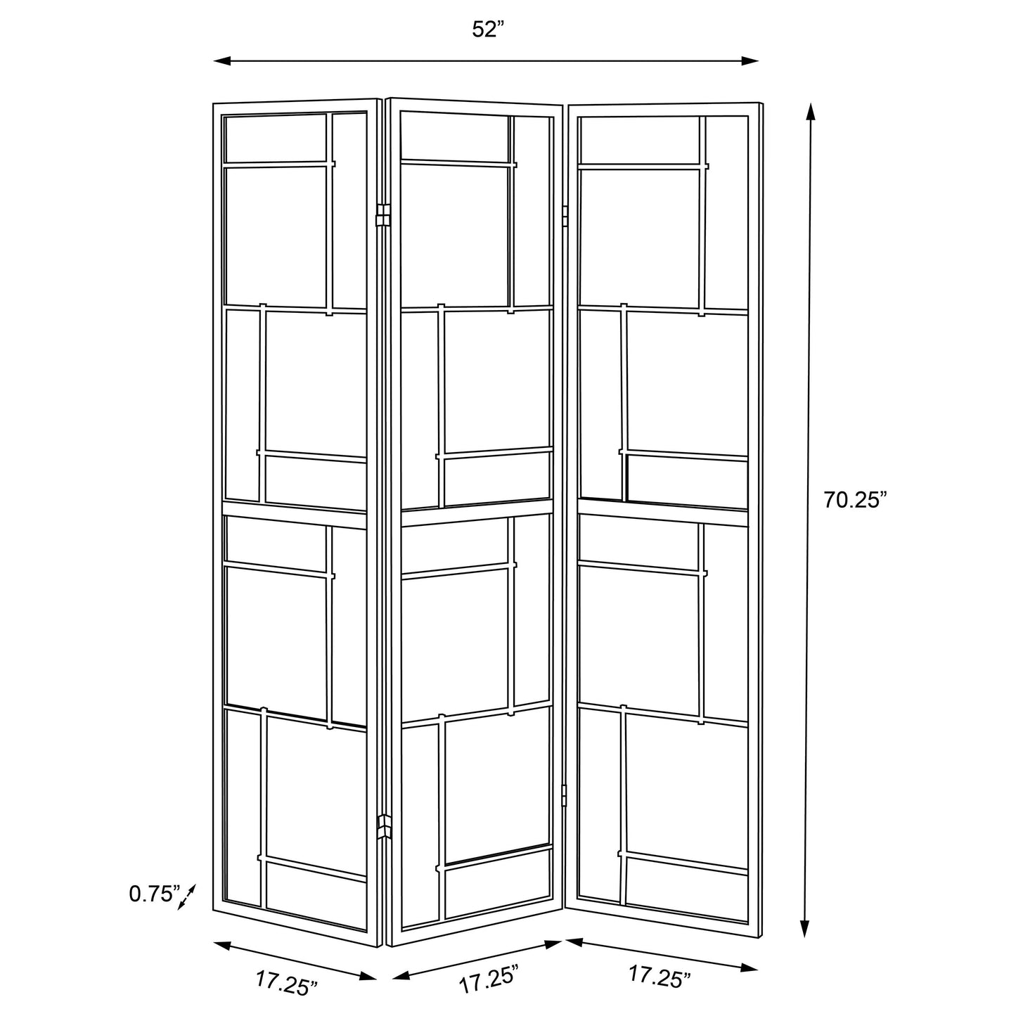 Damis 3-Panel Room Divider Folding Shoji Screen Black