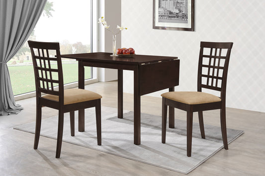 Kelso 3-piece Drop Leaf Dining Table Set Cappuccino and Tan