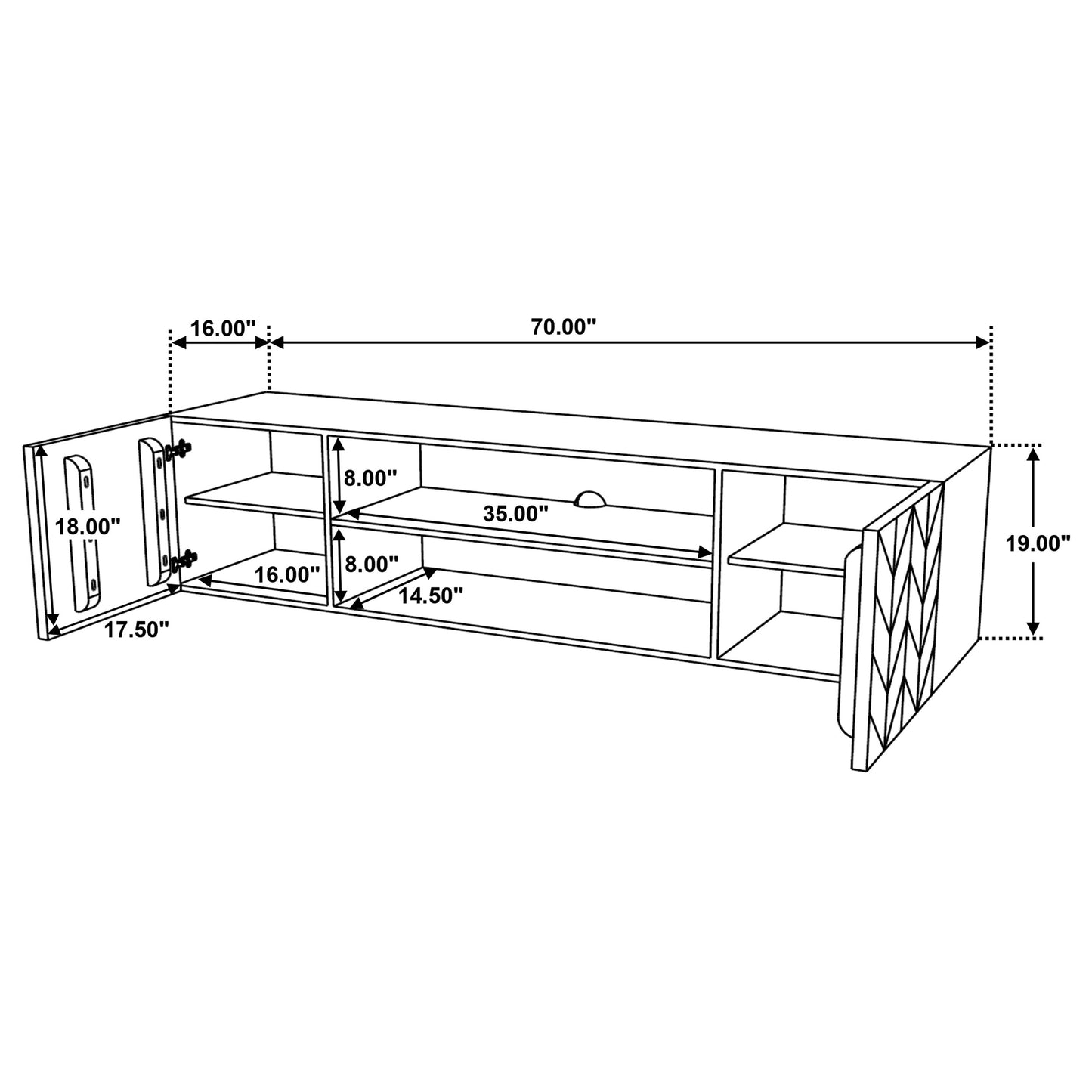 Keese 2-door Wood 70" TV Stand Media Console Mango Brown