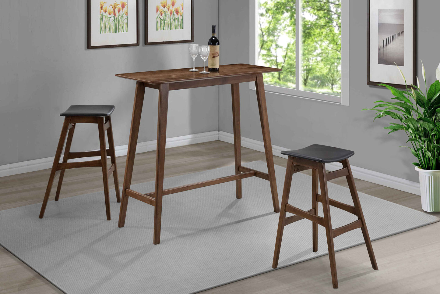 Finnick Cushioned Backless Bar Stool Walnut (Set of 2)