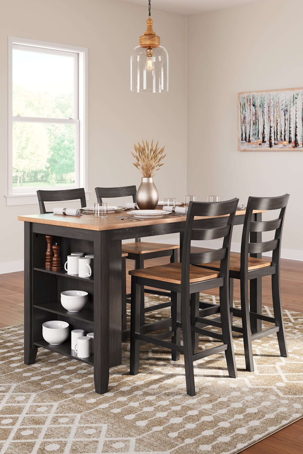 Ashley Express - Gesthaven Counter Height Dining Table and 4 Barstools