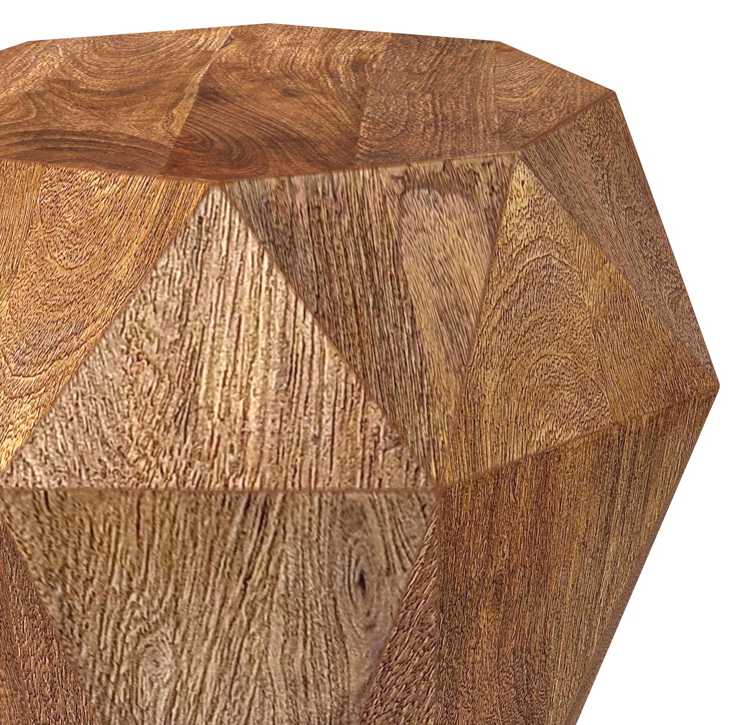 Jacinto Octagonal Solid Mango Wood Side Table Natural Brown