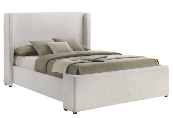 Alamosa Boucle Upholstered Eastern King Platform Bed White