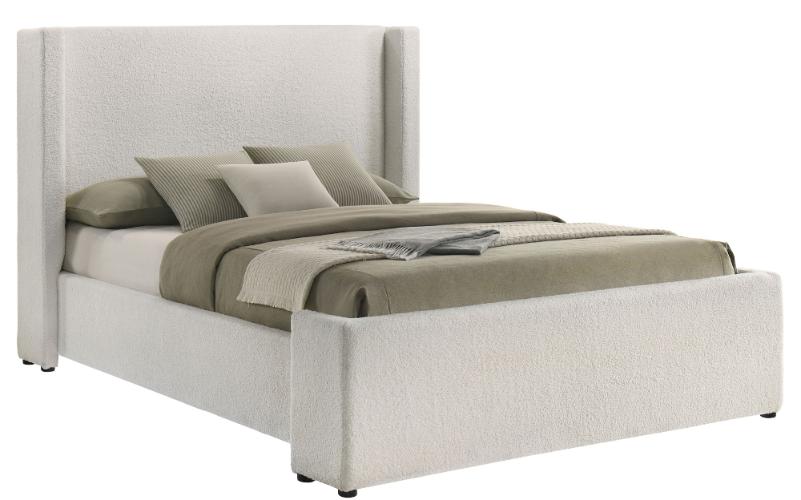 Alamosa Boucle Upholstered Queen Wingback Bed White