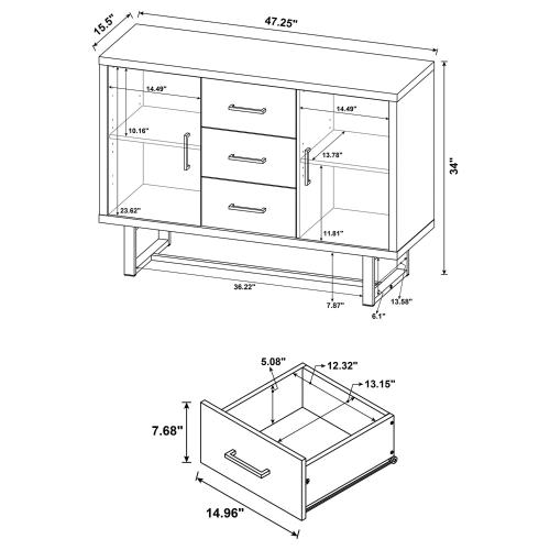 Abelardo 3-drawer Engineered Wood Cabinet Weathered Oak