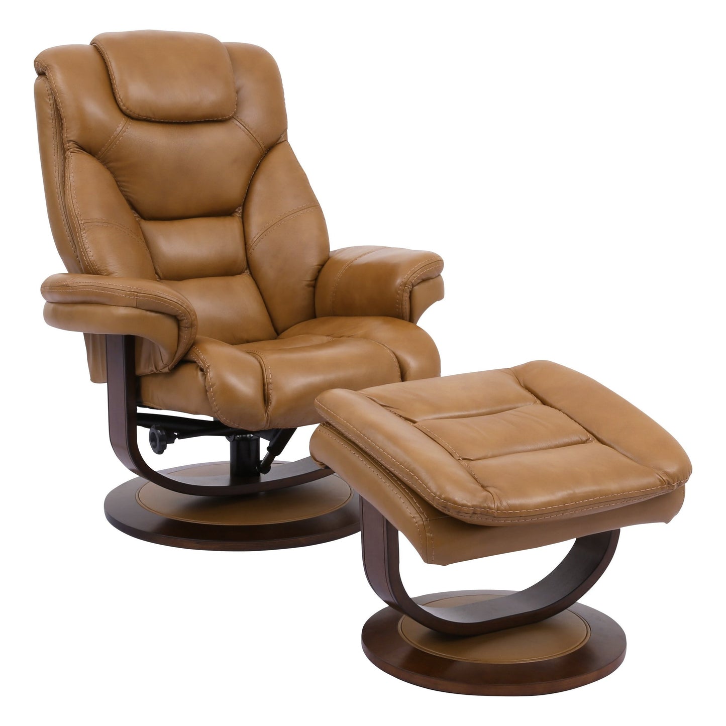 MONARCH - BUTTERSCOTCH MANUAL RECLINING SWIVEL CHAIR AND OTTOMAN