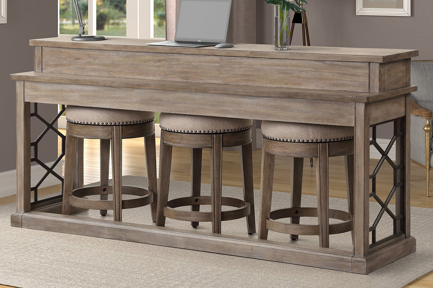 SUNDANCE - SANDSTONE EVERYWHERE CONSOLE WITH 3 STOOLS