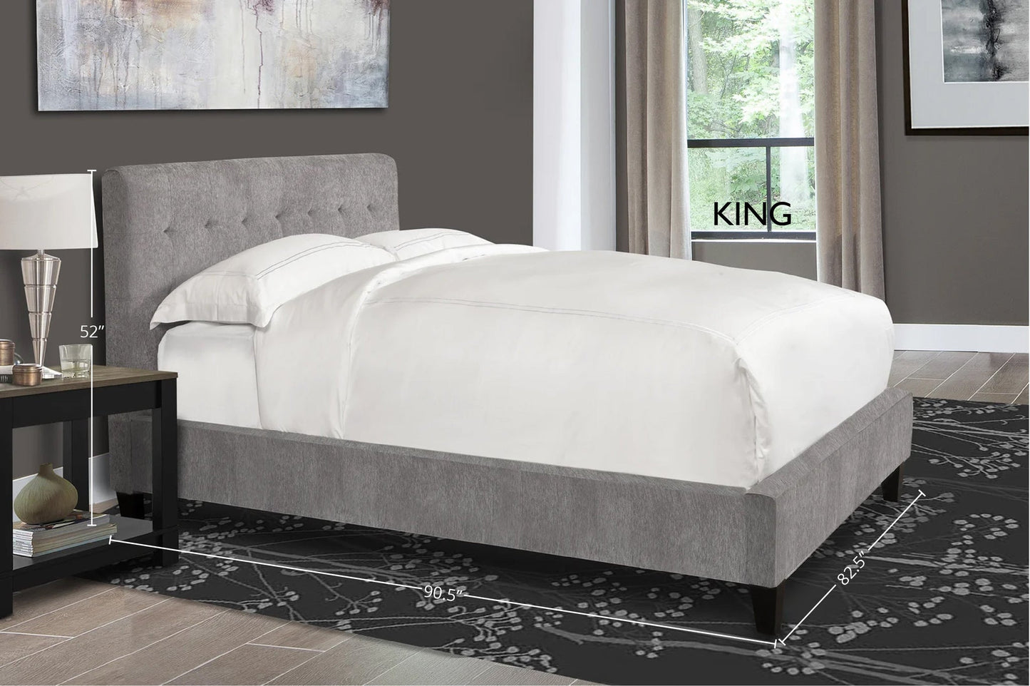 JODY - CORNFLOWER KING BED 6/6 (GREY)