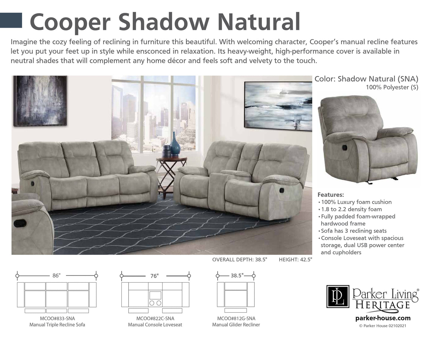 COOPER - SHADOW NATURAL MANUAL RECLINING COLLECTION