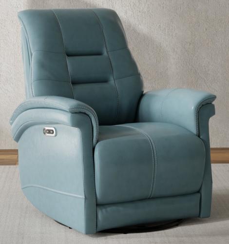 CARNEGIE - VERONA AZURE - POWERED BY FREEMOTION POWER CORDLESS SWIVEL GLIDER RECLINER