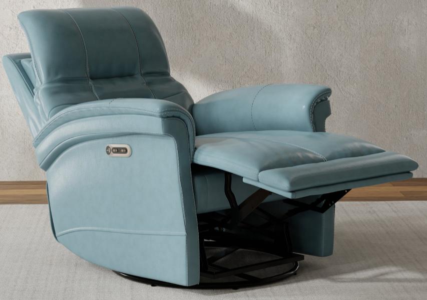 CARNEGIE - VERONA AZURE - POWERED BY FREEMOTION POWER CORDLESS SWIVEL GLIDER RECLINER