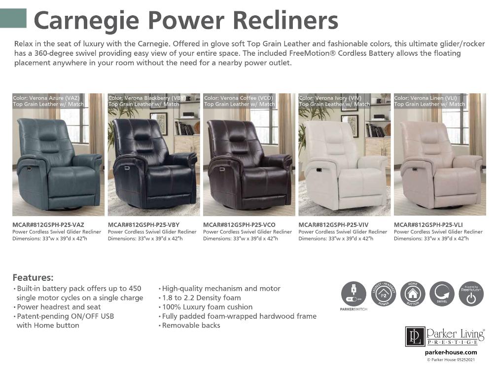 CARNEGIE - VERONA COFFEE - POWERED BY FREEMOTION POWER CORDLESS SWIVEL GLIDER RECLINER