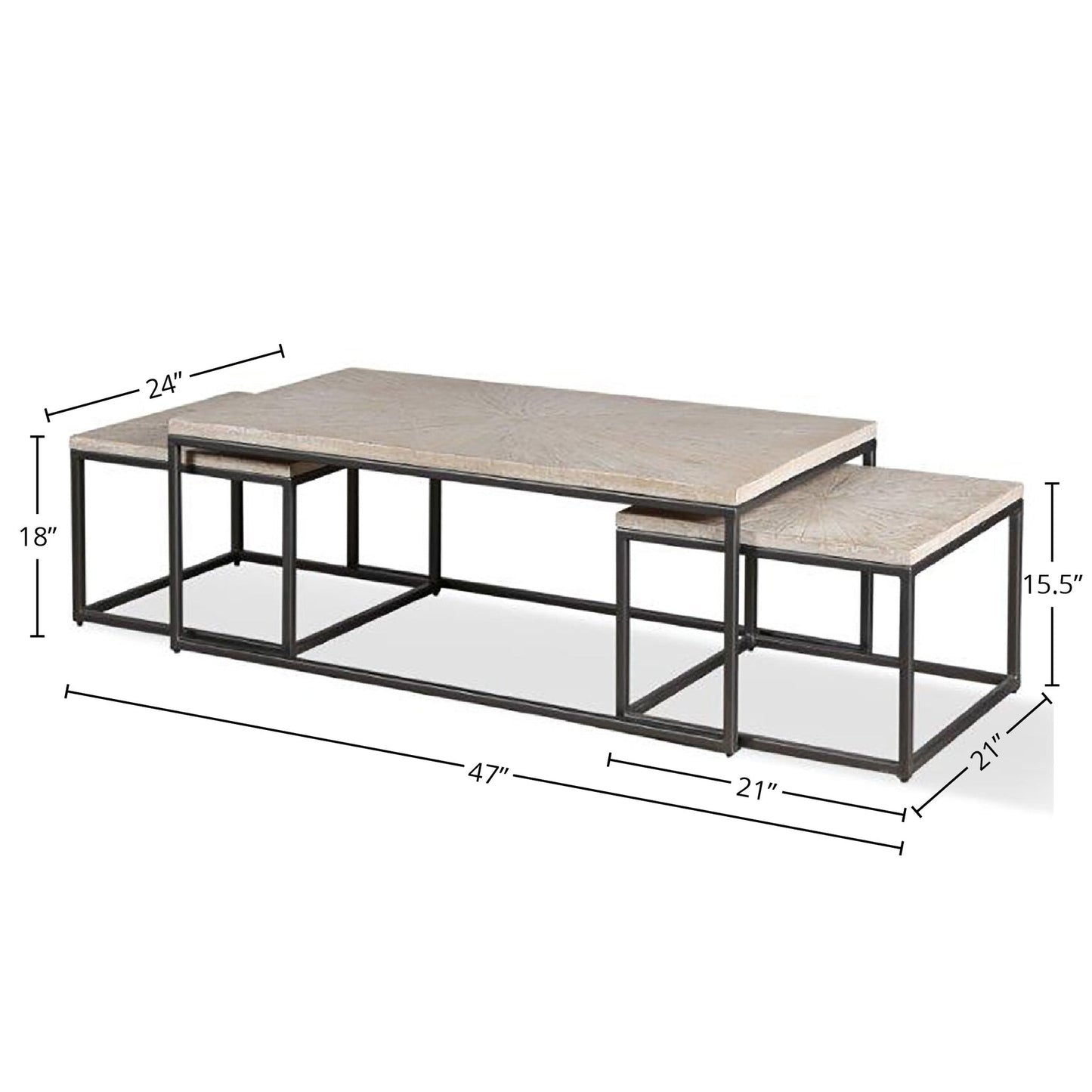 CROSSINGS MONACO RECTANGULAR NESTING COCKTAIL TABLE