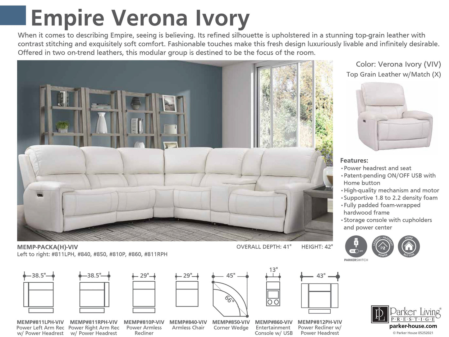 EMPIRE - VERONA IVORY POWER RECLINER