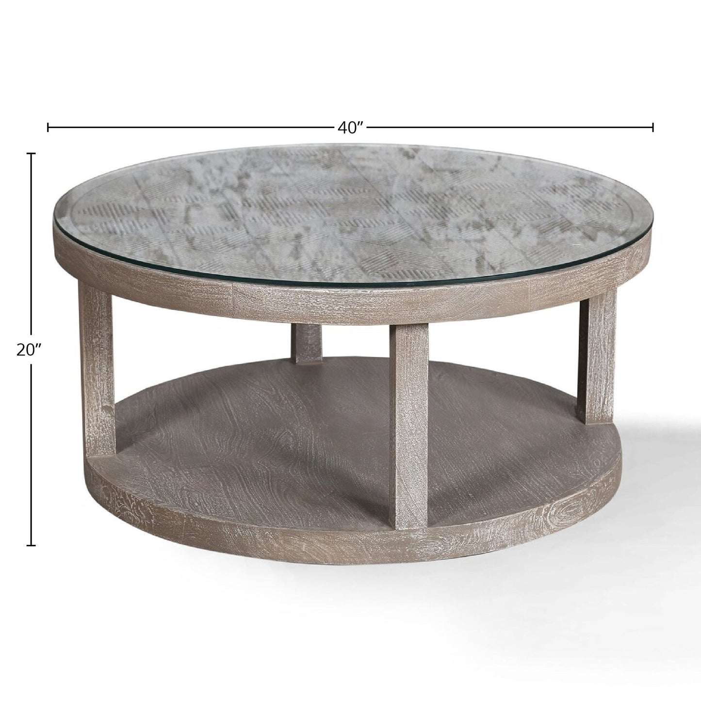 CROSSINGS SERENGETI ROUND COCKTAIL TABLE WITH GLASS TOP