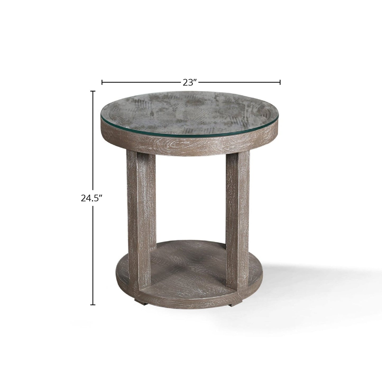 CROSSINGS SERENGETI ROUND END TABLE WITH GLASS TOP