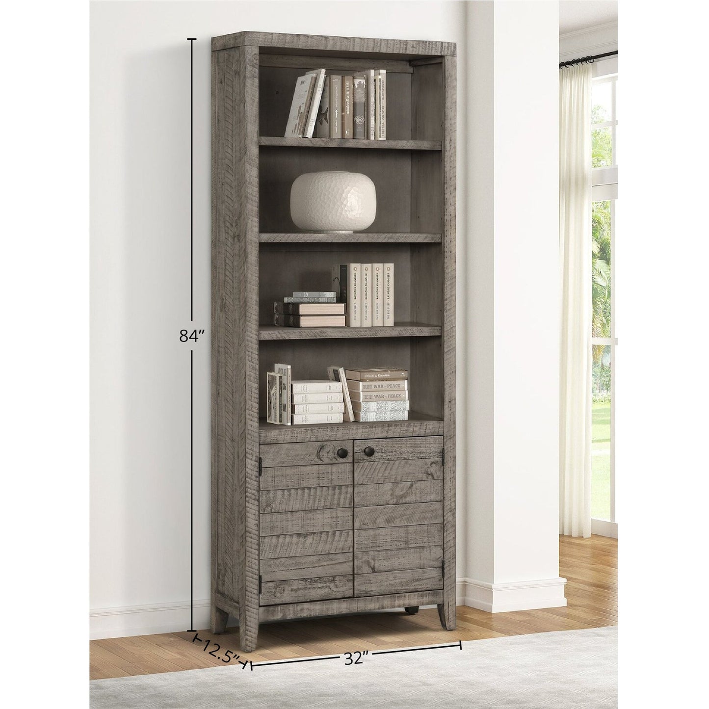 TEMPE - GREY STONE 32 IN. OPEN TOP BOOKCASE