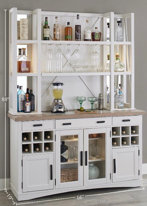 AMERICANA MODERN DINING 2PC 66 IN. BUFFET / BAR OPEN HUTCH WITH QUARTZ INSERT