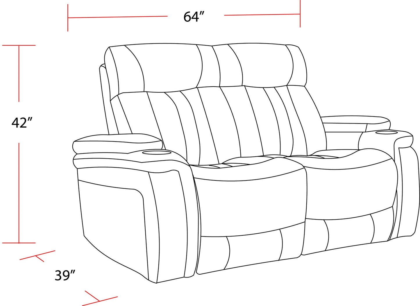 ROYCE - FANTOM BROWN POWER LOVESEAT