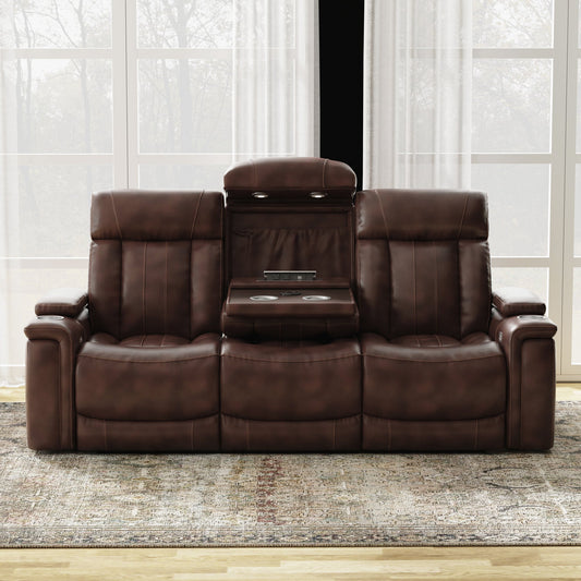 ROYCE - FANTOM BROWN POWER DROP DOWN CONSOLE SOFA