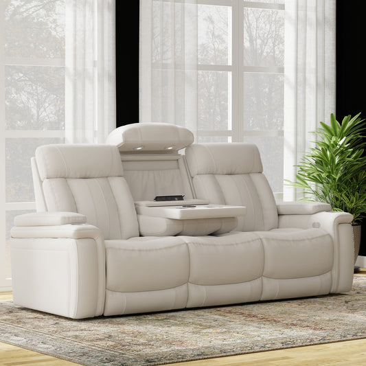 ROYCE - FANTOM IVORY POWER DROP DOWN CONSOLE SOFA