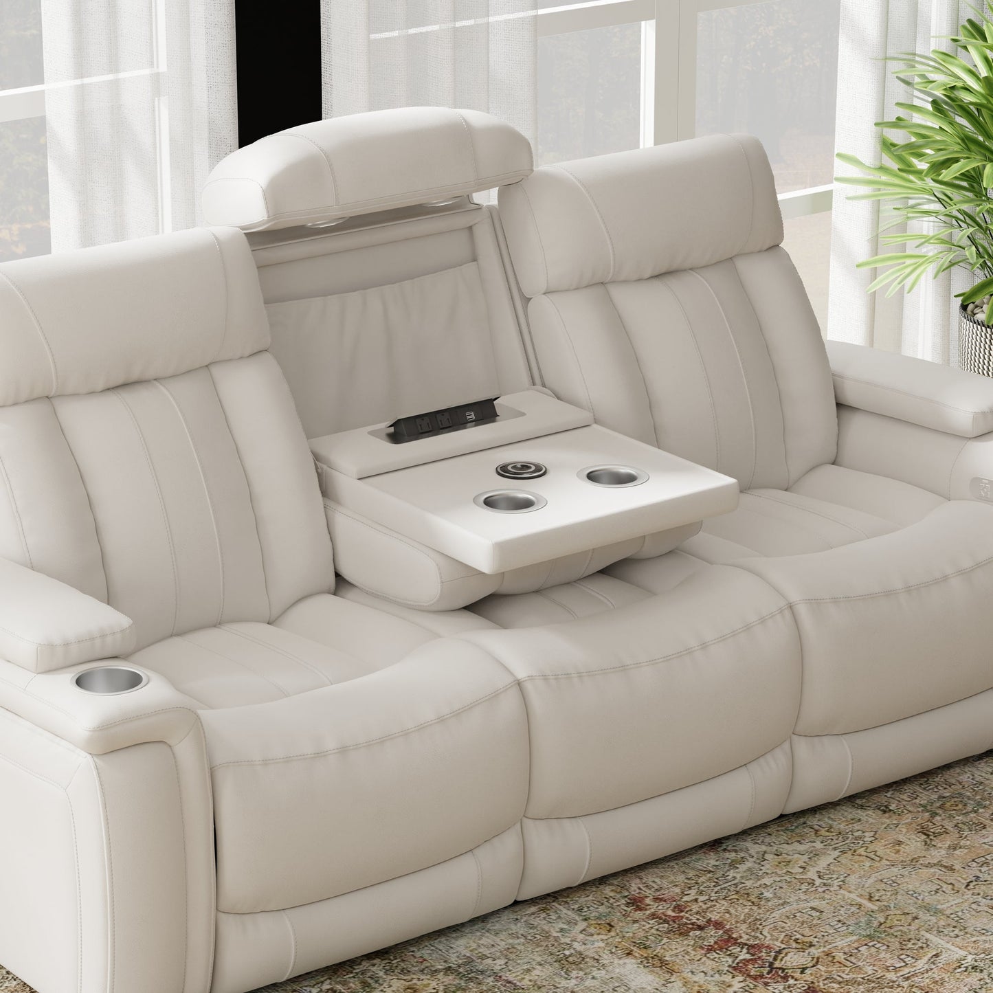 ROYCE - FANTOM IVORY POWER DROP DOWN CONSOLE SOFA