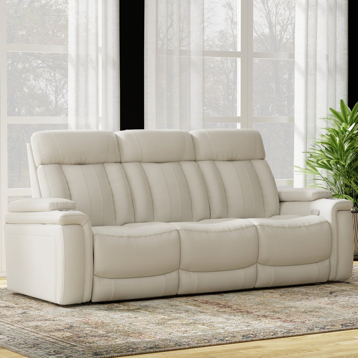 ROYCE - FANTOM IVORY POWER DROP DOWN CONSOLE SOFA