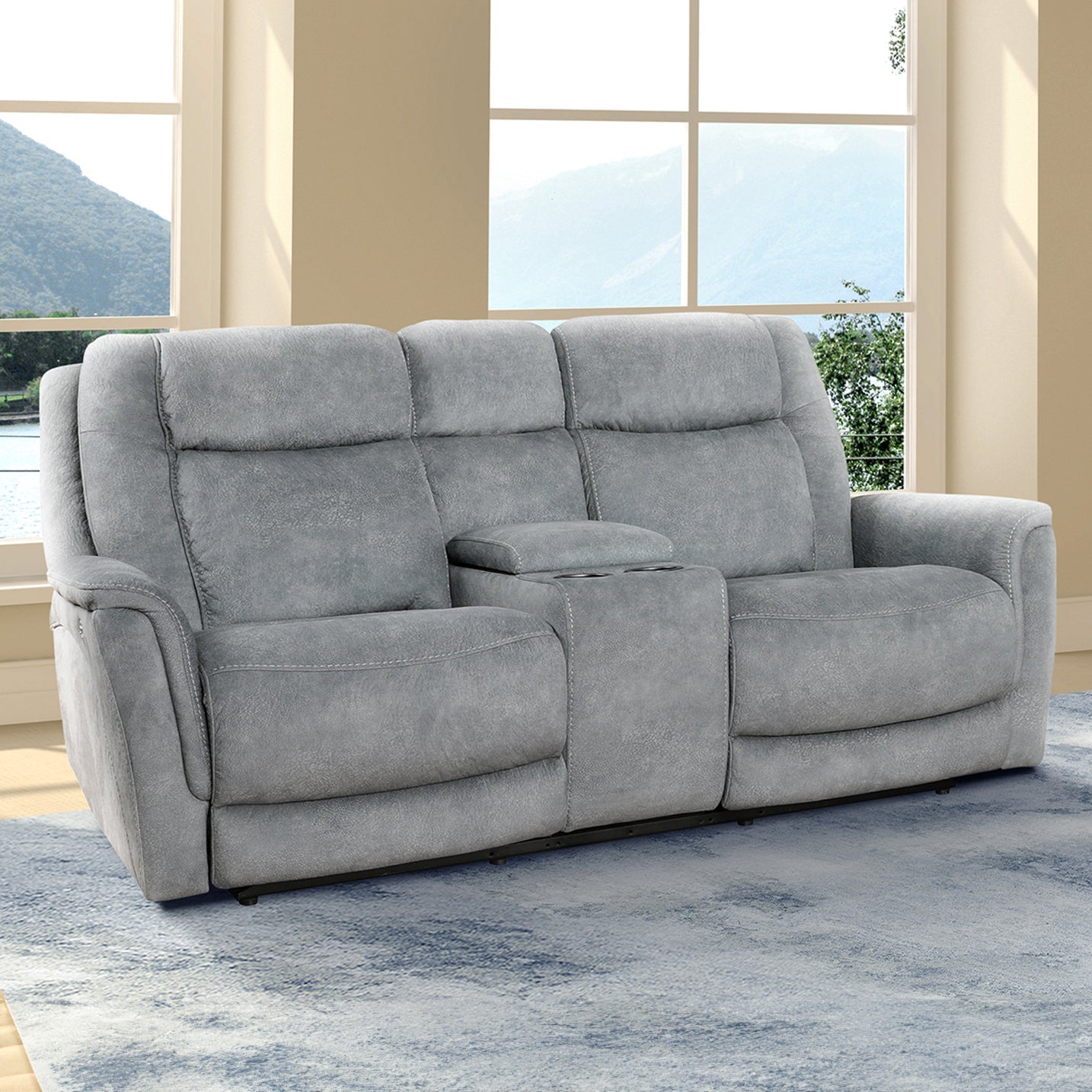 LINUS - HUDSON GREY POWER ZERO GRAVITY CONSOLE LOVESEAT