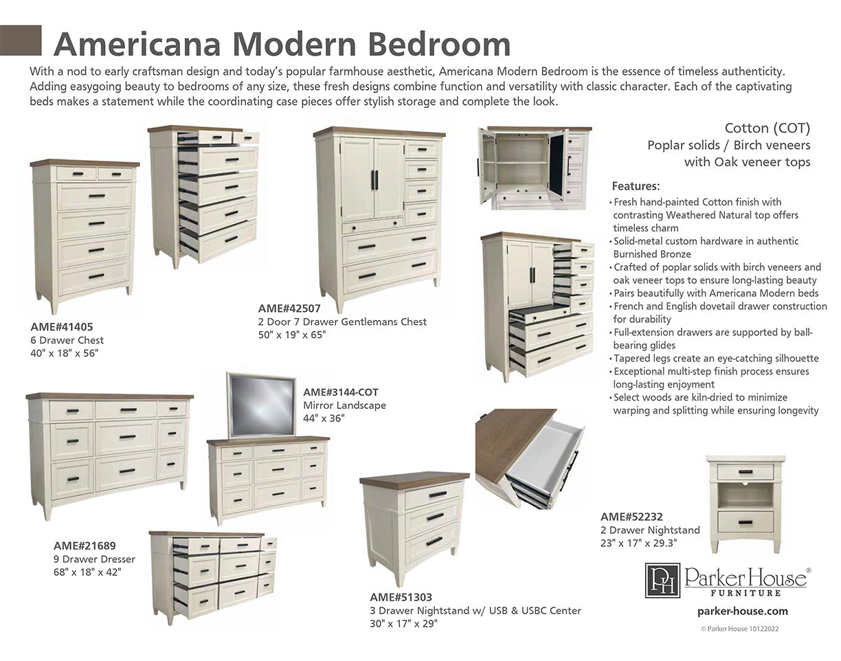 AMERICANA MODERN BEDROOM KING 6/6 PLATFORM BED (1166HBW_PAD/1166FB/115066R)