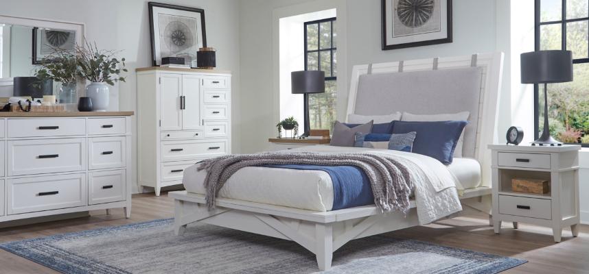 AMERICANA MODERN BEDROOM QUEEN 5/0 PLATFORM BED (1150HBW_PAD/1150FB / 115066R)