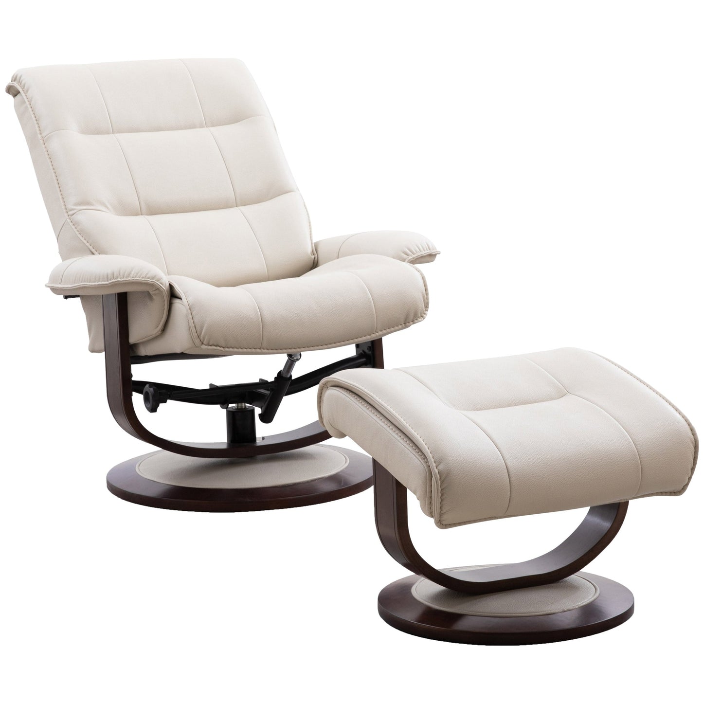 KNIGHT - OYSTER MANUAL RECLINING SWIVEL CHAIR AND OTTOMAN