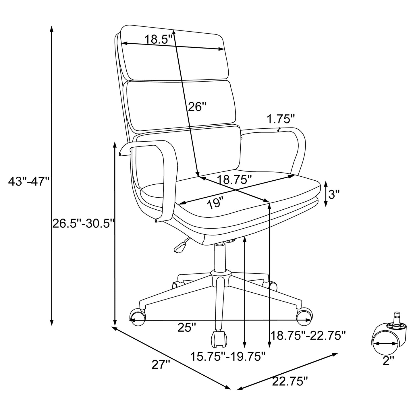 Ximena Upholstered Adjustable High Back Office Chair White