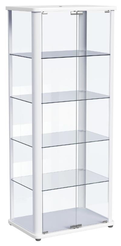 Aero 5-shelf Display Curio Cabinet with LED Lighting White