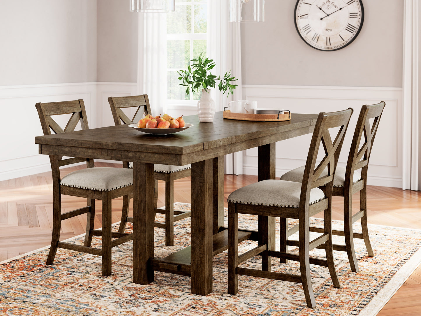 Moriville Counter Height Dining Table and 4 Barstools