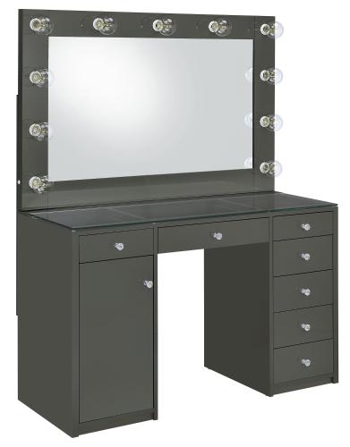 Acena 7-drawer Vanity Set with Lighting Grey High Gloss