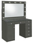 Acena 7-drawer Vanity Set with Lighting Grey High Gloss