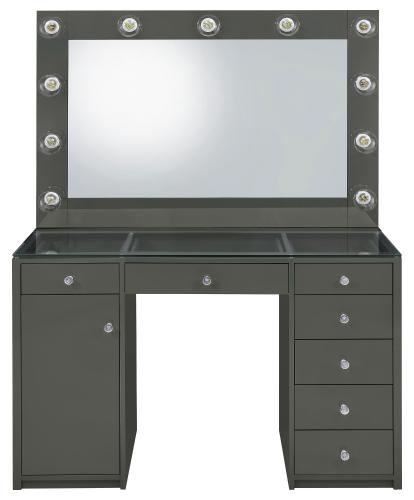 Acena 7-drawer Vanity Set with Lighting Grey High Gloss