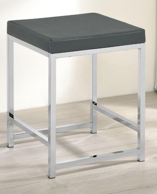 Afshan Upholstered Square Padded Vanity Stool Chrome