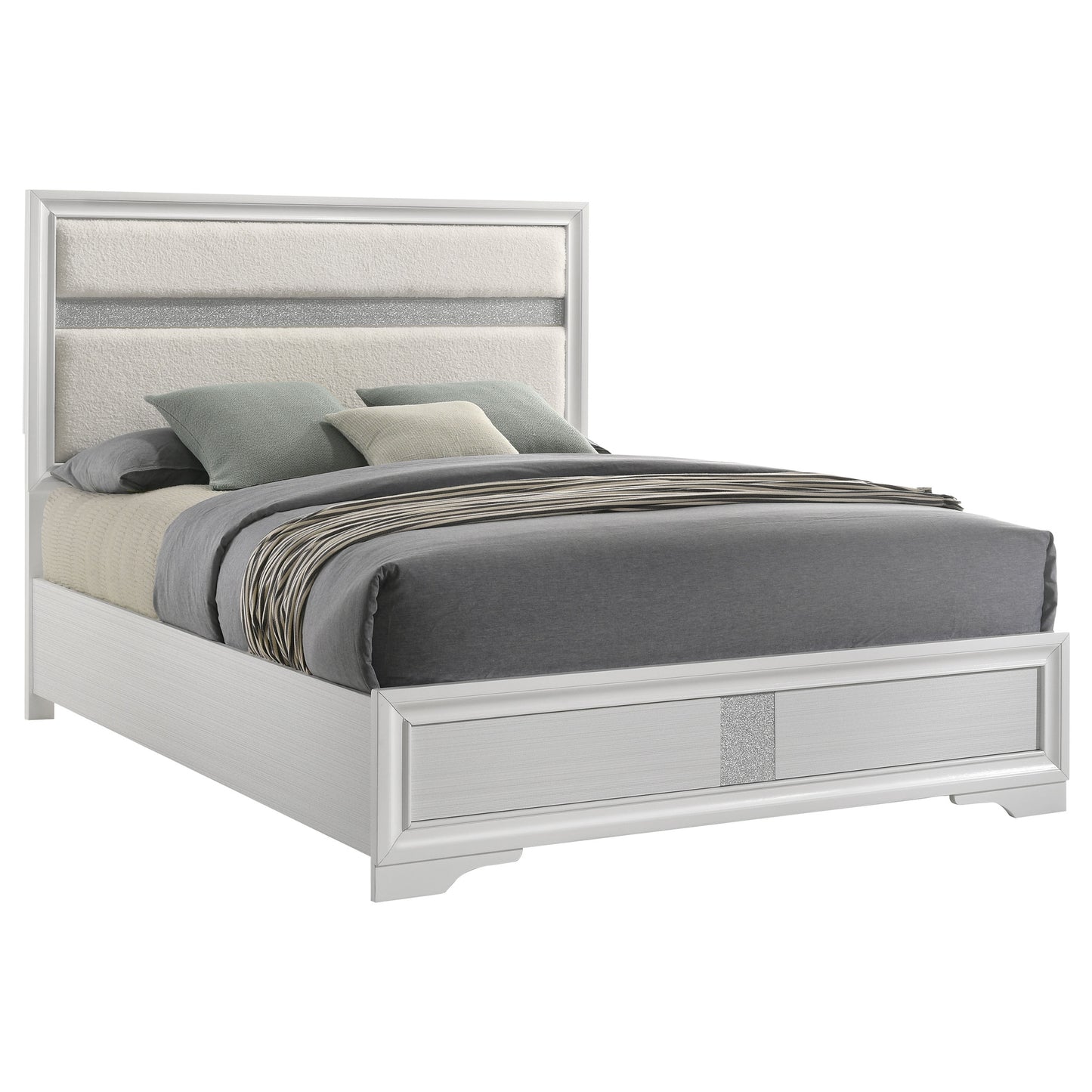 Miranda 54-inch Upholstered California King Panel Bed White