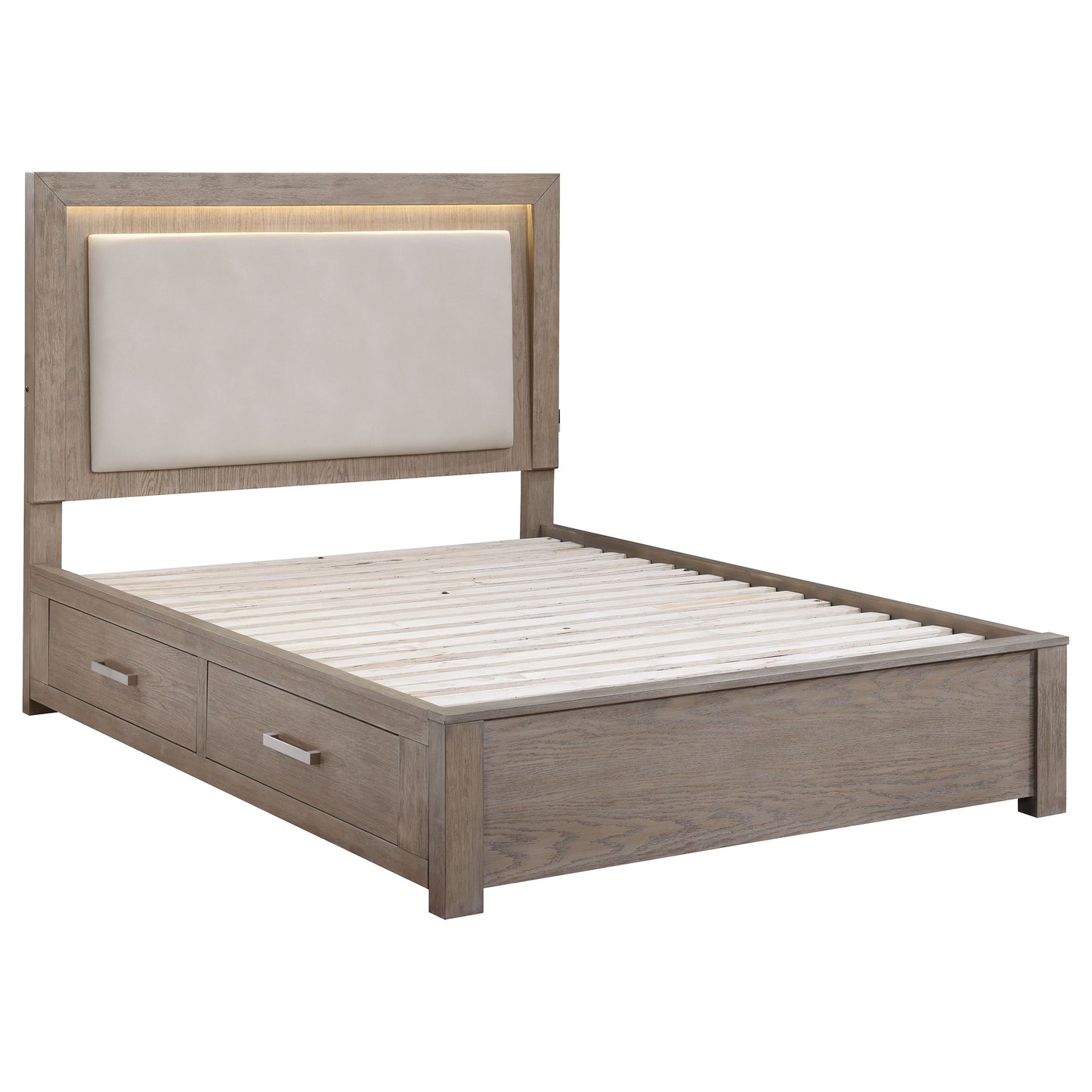 Kenora 56-inch Queen LED Storage Bed Barley Brown