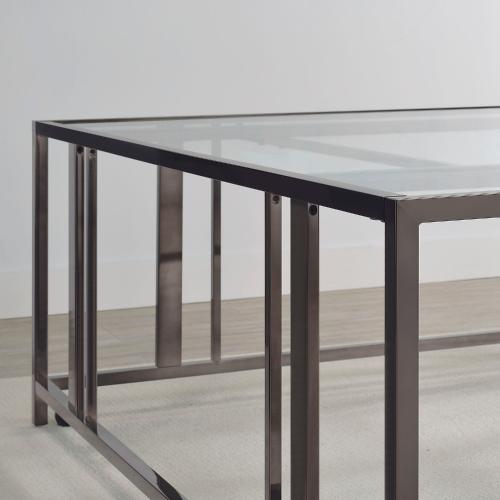 Adri Square Glass Top Coffee Table with Casters Black Nickel