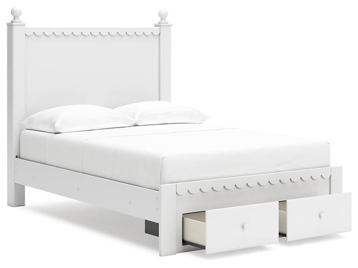 Mollviney Full Panel Storage Bed with Mirrored Dresser and Nightstand