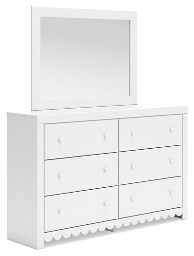 Mollviney Twin Panel Storage Bed with Mirrored Dresser and Nightstand