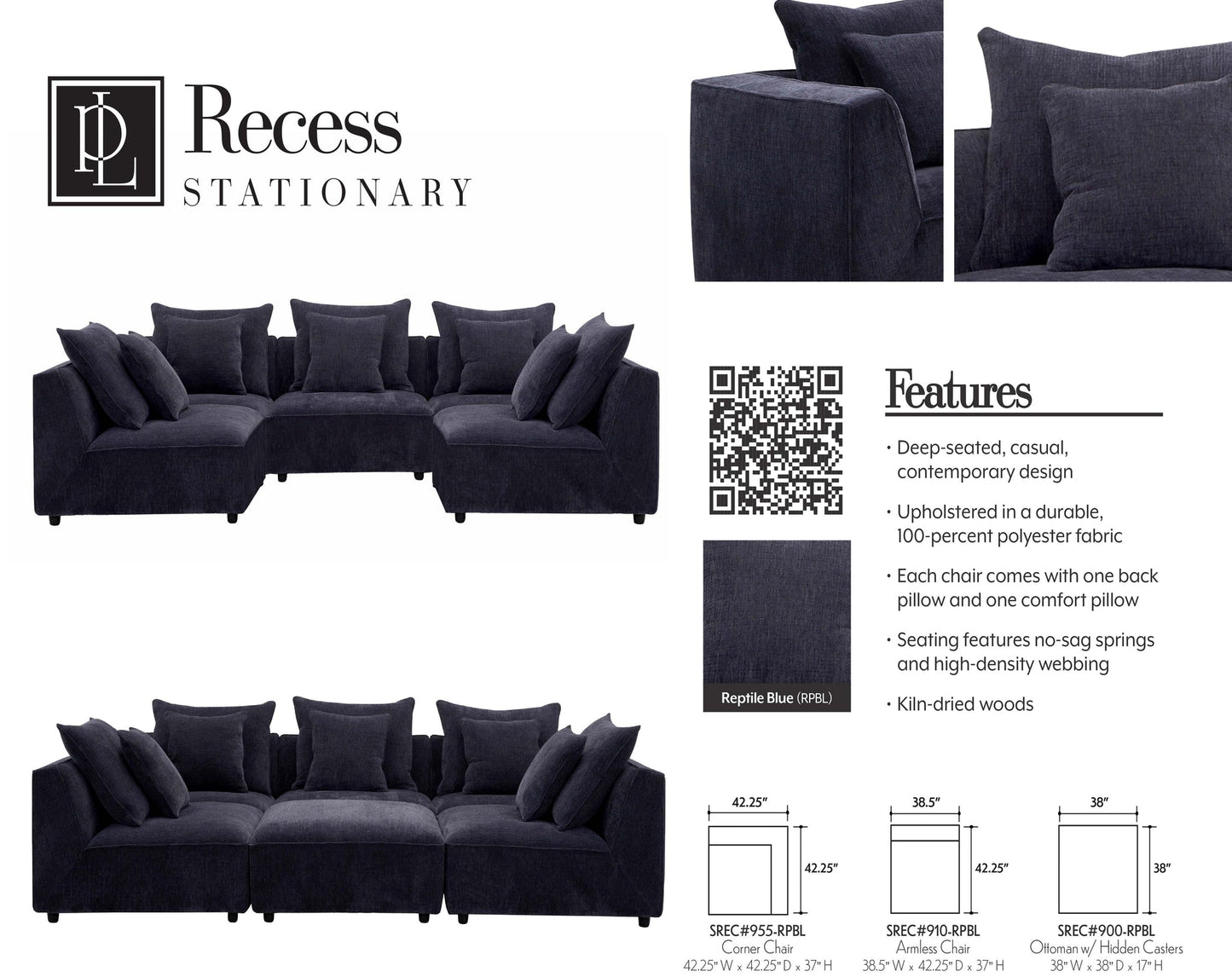 RECESS - REPTILE BLUE OTTOMAN