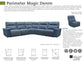 PERIMETER - MAGIC DENIM 5PC MODULAR POWER RECLINING SECTIONAL (811LPH, 810P, 850, 840, 811RPH)