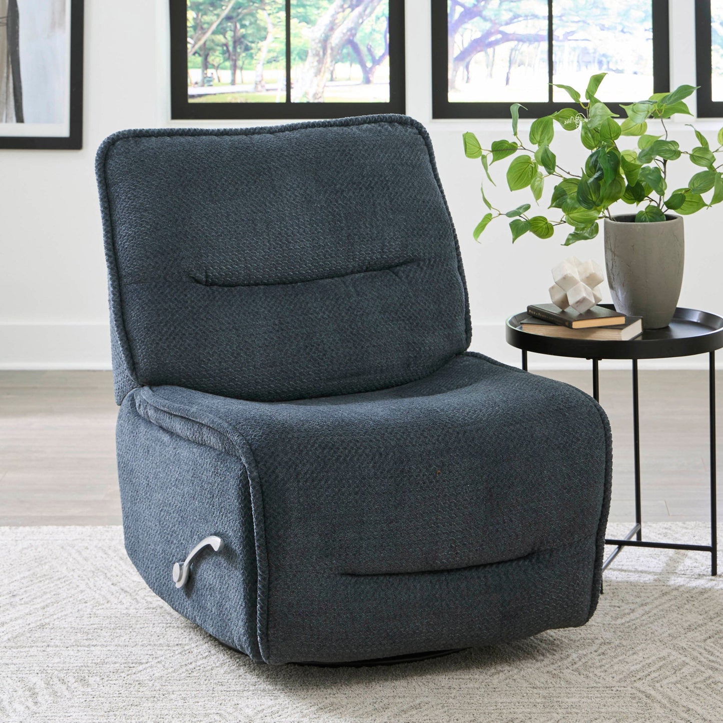 LEO - MIDNIGHT BLUE MANUAL ARMLESS GLIDER RECLINER