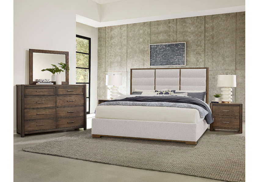 ERIN'S UPHOLSTERED BED - OATMEAL FABRIC