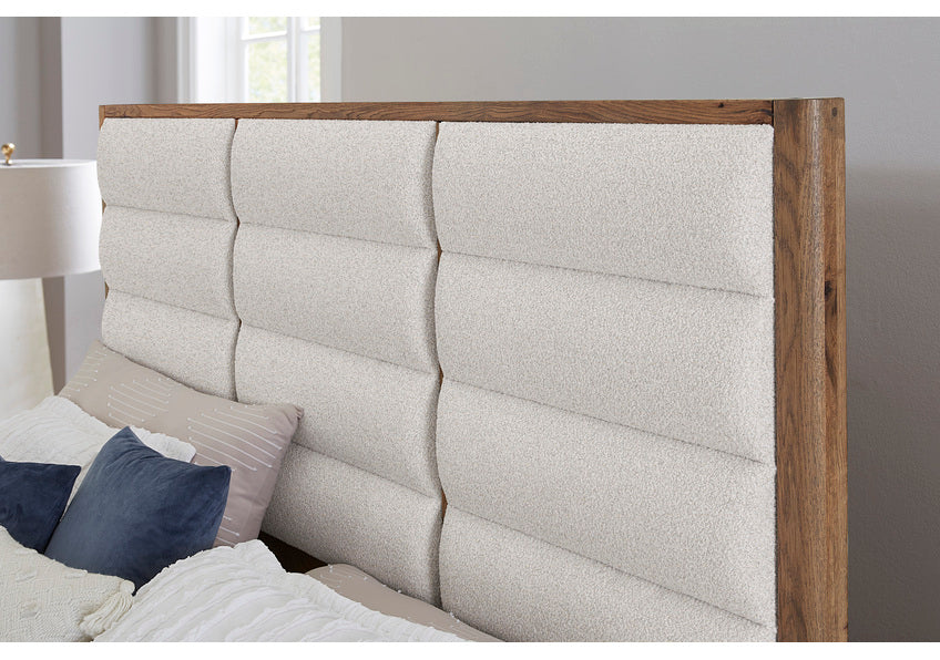 ERIN'S UPHOLSTERED BED - OATMEAL FABRIC