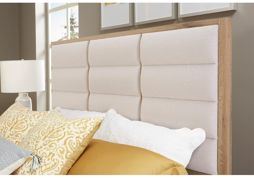 ERIN'S UPHOLSTERED BED - OATMEAL FABRIC